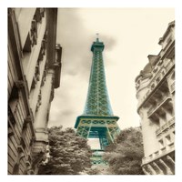 Teal Eiffel Tower 2 Fine Art Print