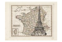 Eiffel Tower Map Fine Art Print
