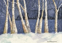 Birch, Snowy Night Fine Art Print