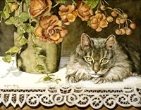 Chelsea And The Begonias Fine Art Print