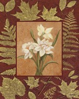 White Flowers With Leaf Border Framed Print