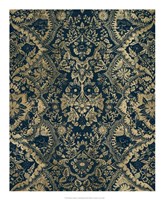 Baroque Tapestry in Aged Indigo II Framed Print