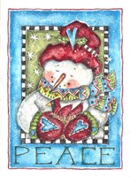 Peace Snowman and Cardinal Fine Art Print