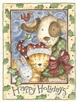 Happy Holidays - Dog, Cat Fine Art Print