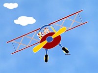 Cat In A Bi-Plane Fine Art Print