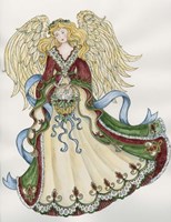 Angel With Basket And Dove Fine Art Print