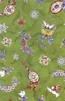 Festive Pattern On Green Fine Art Print