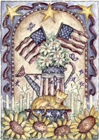 Garden Cat and Flags Fine Art Print