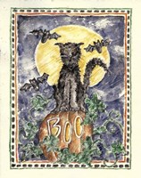 BOO Cat on Pumpkin Fine Art Print