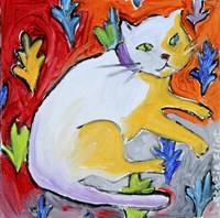 Kitty with Leaf Pattern Fine Art Print