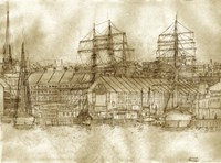 Boston Harbor c. 1877 Sepia Tone Fine Art Print