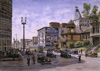 Los Angeles,  Temple & Broadway Fine Art Print