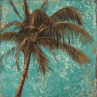 Palm on Turquoise I Framed Print