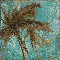 Palm on Turquoise II Framed Print