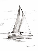 Coastal Boat Sketch I Fine Art Print
