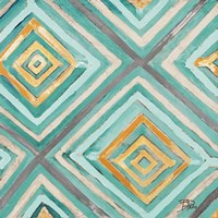 Coastal Ikat with Gold I Fine Art Print