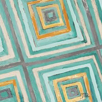 Coastal Ikat with Gold II Fine Art Print