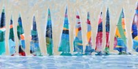 Dozen Colorful Boats Panel Fine Art Print