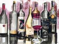 Bottles Reflect on Red II Fine Art Print