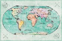 Mapped Shorelines I Blue Fine Art Print