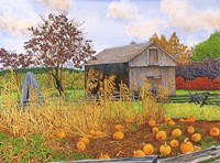 Pumpkins And Cornstalks Fine Art Print