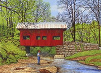 Fishing At Devil's Den Bridge Fine Art Print