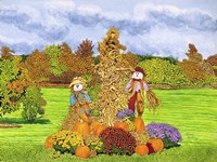 Pumpkins And Scarecrows, Eden Ny Fine Art Print