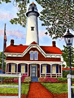 Saint Simon's Island Lighthouse, Georgia Fine Art Print