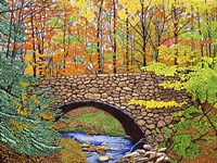 Stone Bridge, Allegany State Park, Ny Fine Art Print