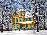 Victorian Home In Winter, Hamburg, Ny Fine Art Print