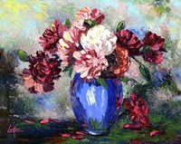 Flowers In A Blue Vase Fine Art Print