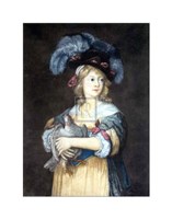 Girl with a Hen Fine Art Print