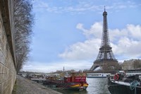 Eiffel Tower and Seine Boats in Paris Fine Art Print