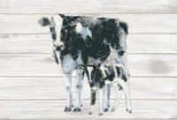 Cow and Calf on Wood Fine Art Print