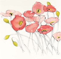 Black Line Poppies I Watercolor Fine Art Print