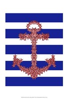 Red Starfish Anchor on Blue and White Fine Art Print