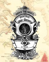 Diving Helmet on Map Fine Art Print