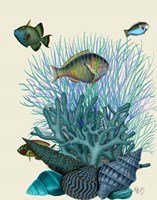 Fish Blue Shells and Corals Fine Art Print