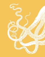 Octopus Tentacles White On Mustard Fine Art Print