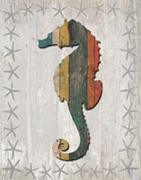 Distressed Wood Style Seahorse 1 Fine Art Print