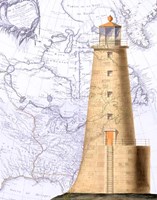 Lighthouse on Vintage Map Image Fine Art Print