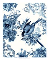 Bird & Branch in Indigo I Framed Print