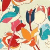 Cloisonne Tulipe II Turquoise and Indigo Vignette Fine Art Print