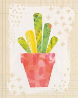 Collage Cactus VI on Graph Paper Framed Print