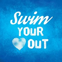 Swim Your Heart Out - Blue Vintage Fine Art Print