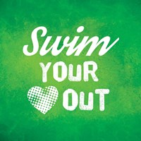 Swim Your Heart Out - Green Vintage Fine Art Print