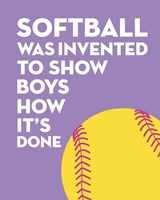 Softball Quote - Yellow on Purple 2 Fine Art Print