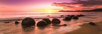 Boulders on the Beach at Sunrise, Moeraki, New Zealand Fine Art Print