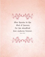 Psalm 136:26, Give Thanks (Peach) Fine Art Print