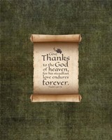 Psalm 136:26, Give Thanks (Scroll on Olive Border) Fine Art Print